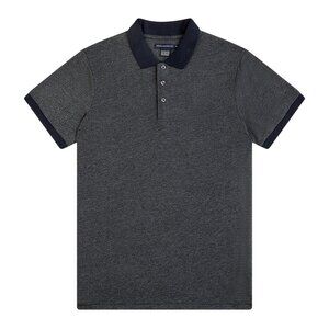 French Connection Contrast Collar Polo Shirt in Charcoal Melange/​Dark Navy